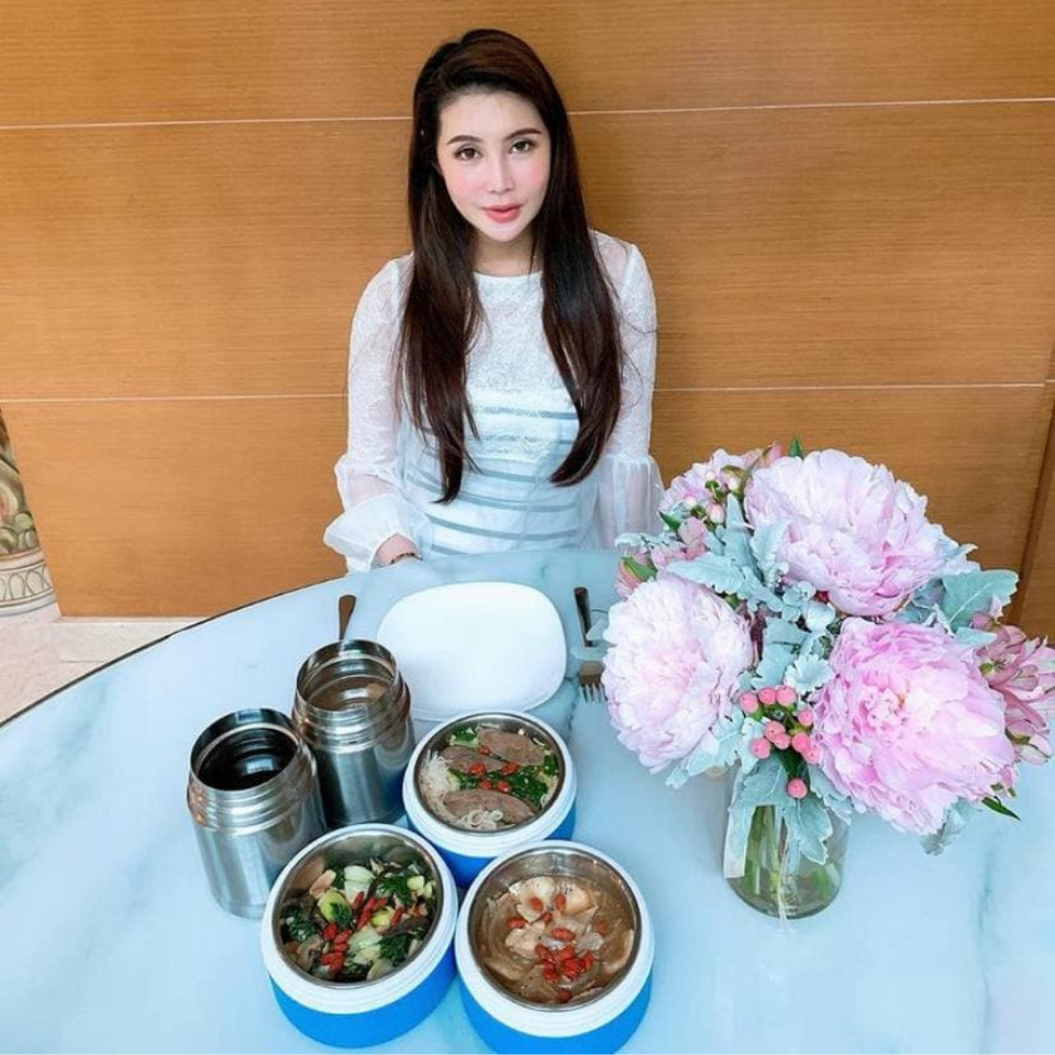 Media Personality Yan Kay Kay with her Chilli Padi Confinement Meal Package
